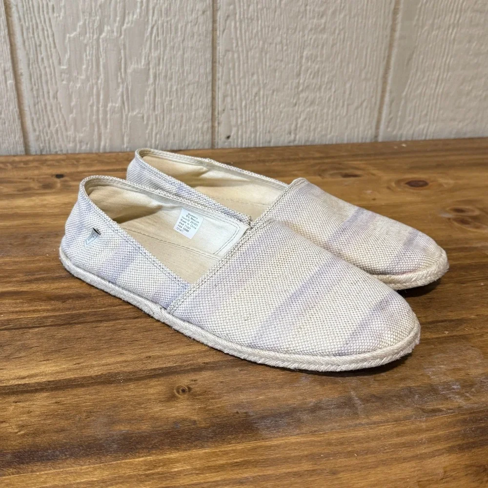 L.L.Bean Women's Slip On Espadrille Shoes Size‎ 9.5 Medium Beige Purple Stripe